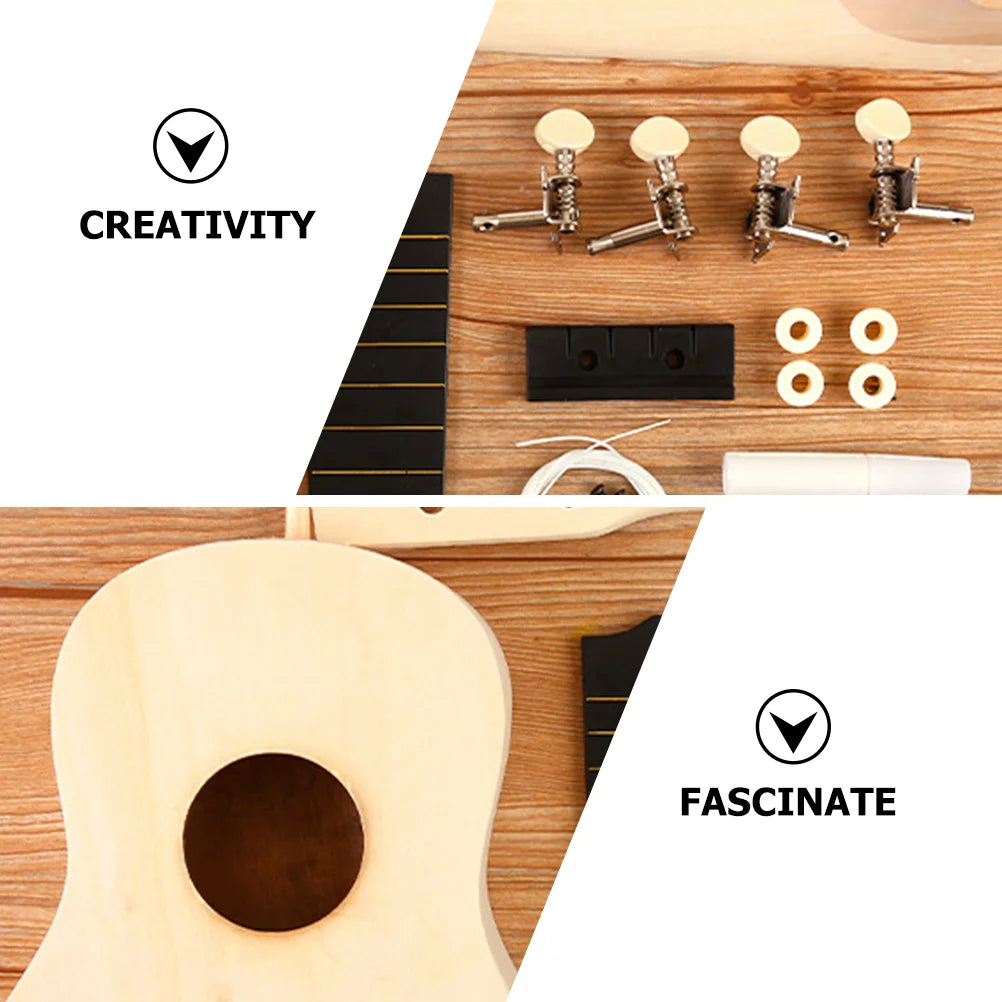 Ukulele DIY Kit Wooden Stringed Instrument Gift for Beginners