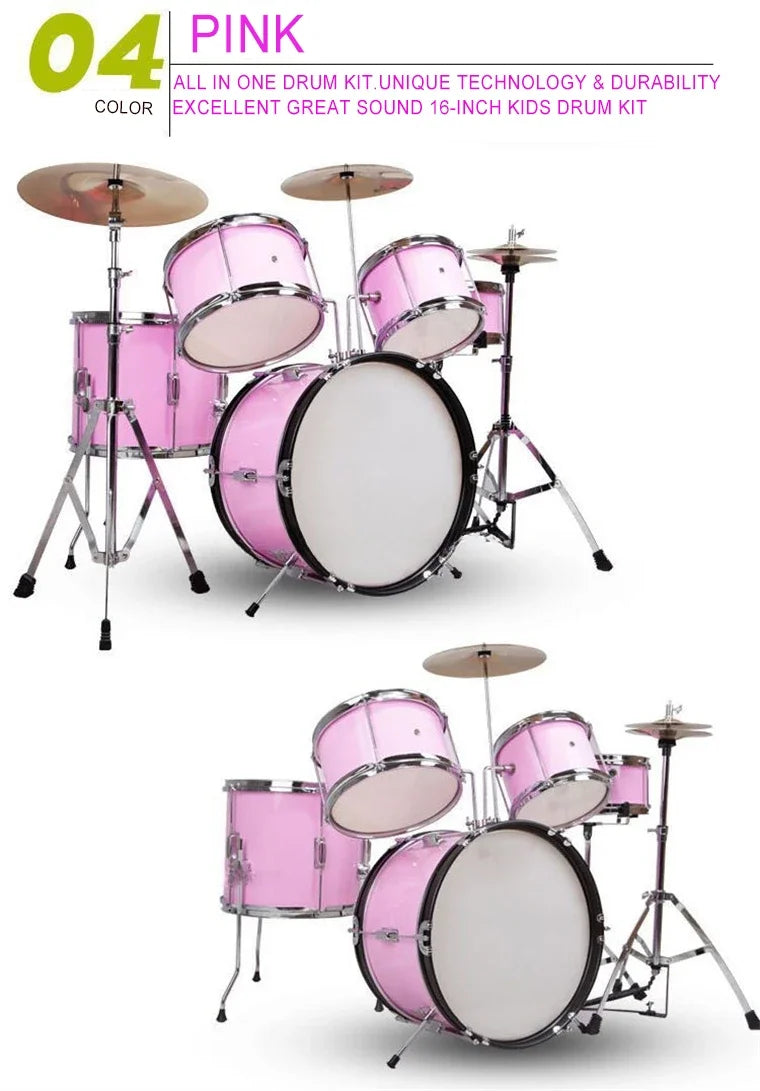 Drum Kit 5 Drums 2 Cymbals Full Size Kids Percussion Instrument Set