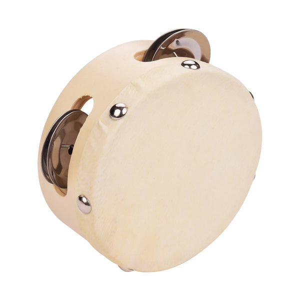 Hand Tambourine with Metal Single Row Jingles