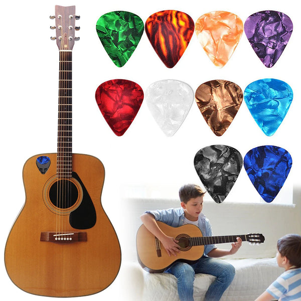 10pcs Colorful Guitar Picks & Pick Holder Set Celluloid Ukulele Accessories