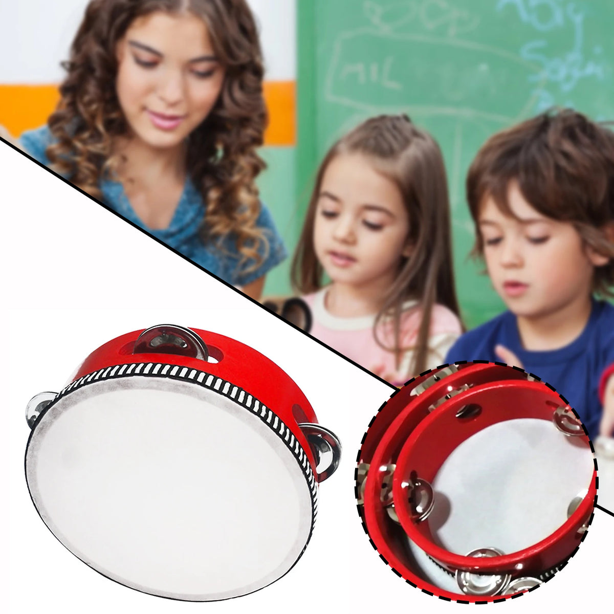 Children Portable Wooden Tambourine