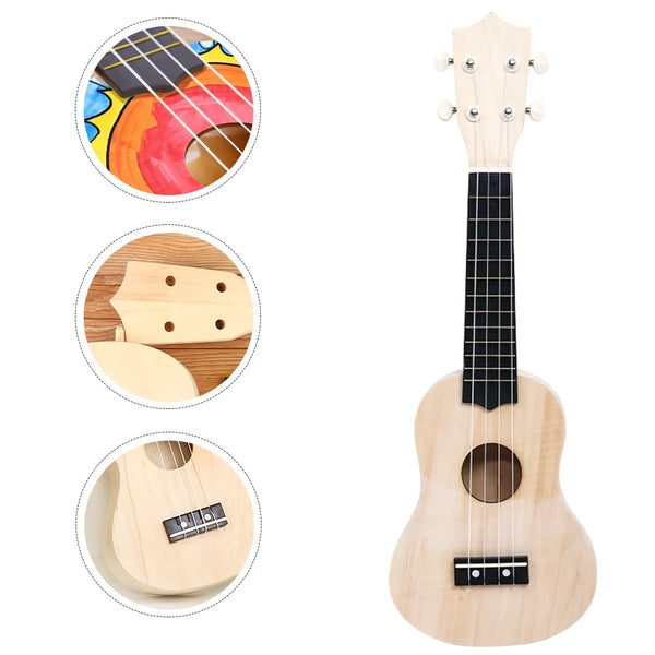 Ukulele DIY Kit Wooden Stringed Instrument Gift for Beginners
