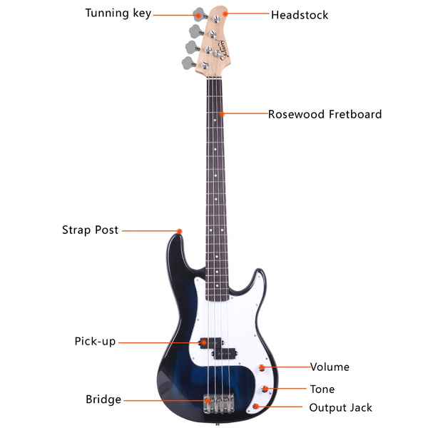 Electric Bass Guitar 4 Strings 20 Frets Bass Set
