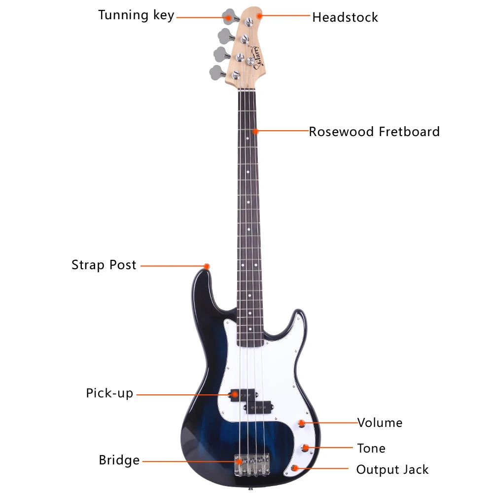 Electric Bass Guitar 4 Strings 20 Frets Electric Bass Set Electric Bass