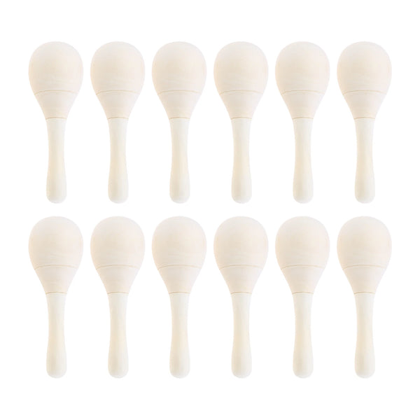 12pcs Wooden Maracas 4.5Inch Easy Griping