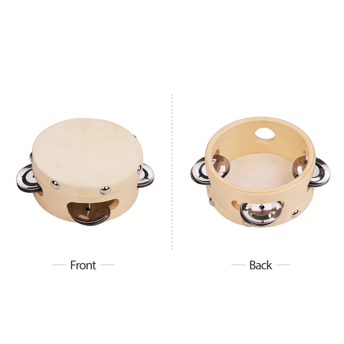 Hand Tambourine with Metal Single Row Jingles