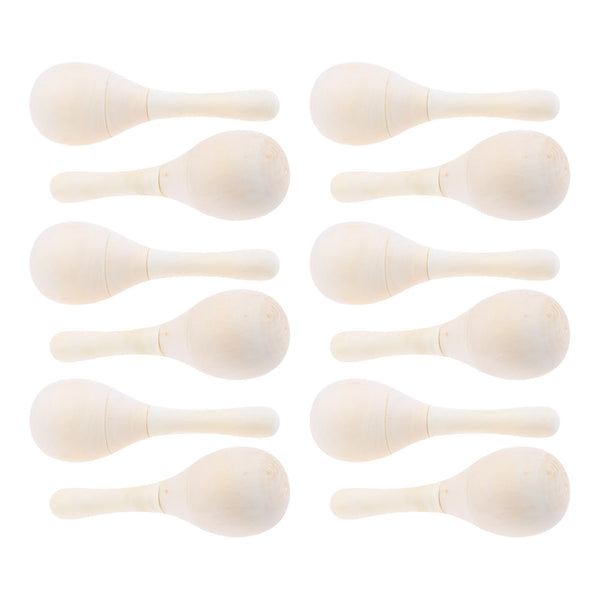 12pcs Wooden Maracas 4.5Inch Easy Griping