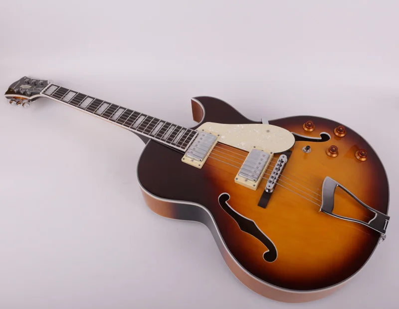 jazz hollow body f hole sunburst electric guitar