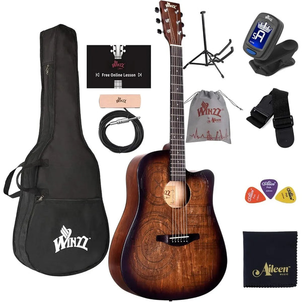 HAND RUBBED Full Size Cutaway Carved Acoustic Guitar