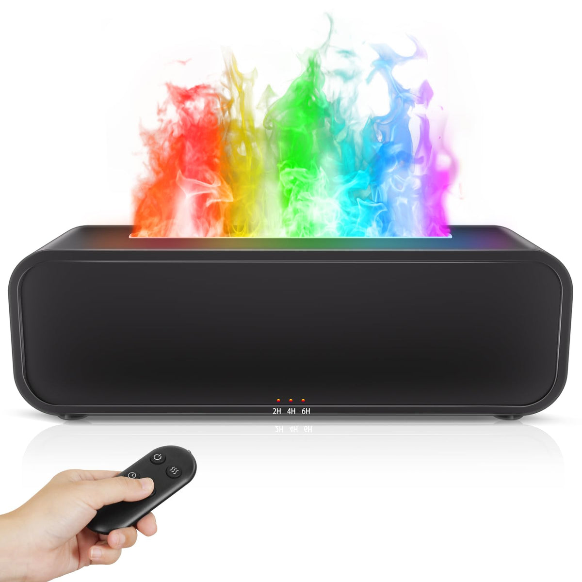 Music Sync Colorful Flame Essential Oil Diffuser Rainbow Flame 250 mL Ultrasonic 7 Changing Colors Aroma Diffuser Humidifier with Remote Control for Bedroom Home Office Yoga Meditation (Black)