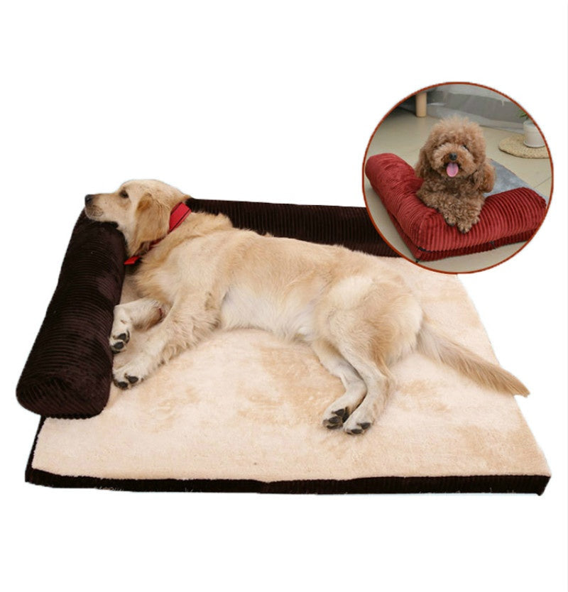 Corduroy Pet Sofa Bed with Non-Slip Base