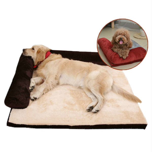 Corduroy Pet Sofa Bed with Non-Slip Base