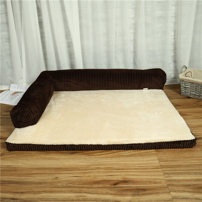 Corduroy Pet Sofa Bed with Non-Slip Base