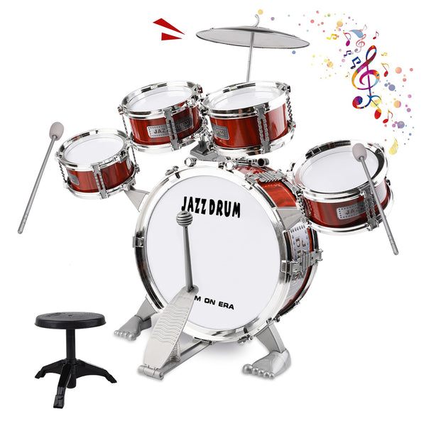 Kids 5-Piece Jazz Drum Set with Stool